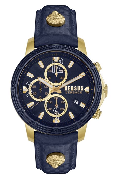 VERSUS Versace Leather Strap Watch, 46mm 